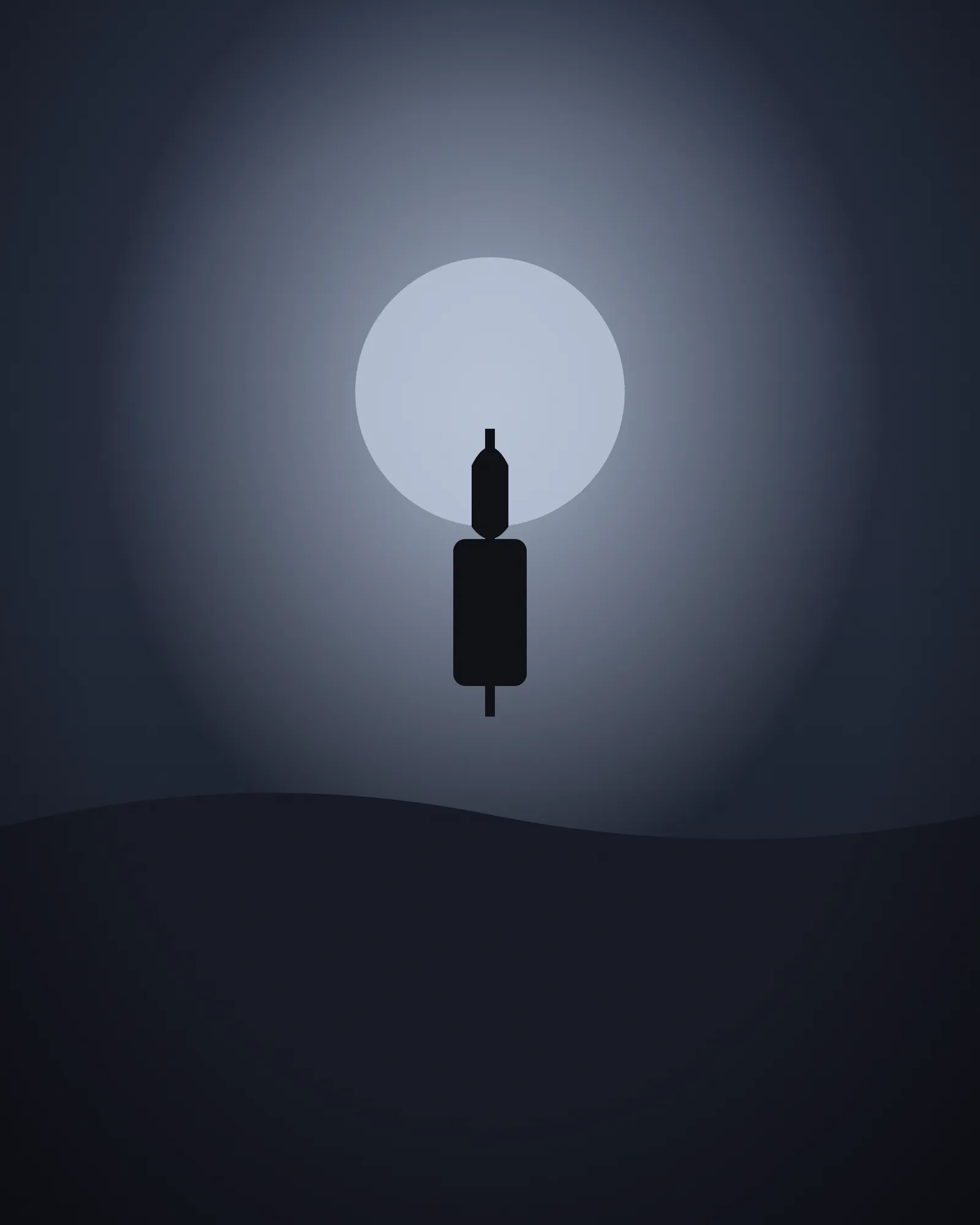 Demo placeholder — an armored silhouette kneeling in a field of pale grass.